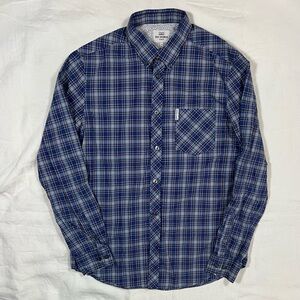 Ben Sherman Original Plaid Button Down Shirt Mens Medium Blue Orange Check